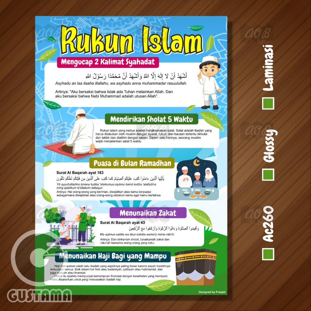 

Poster Rukun Islam, Poster Rukun Iman Wipe and Clean A3+