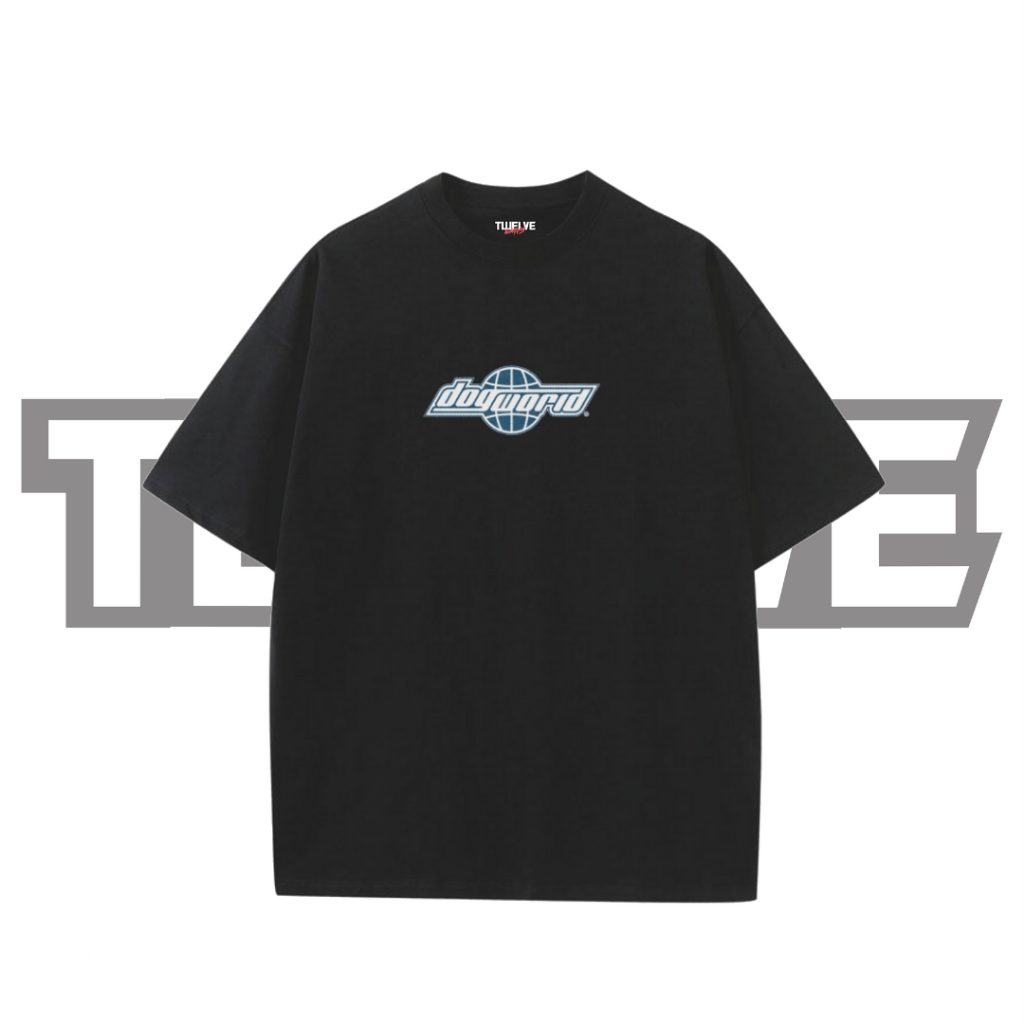 DOGWORLD Oversize T-Shirt | Wash Hitam | Kaos Aesthetic | Atasan Pria Wanita | Baju Cowo Cewe | Unis