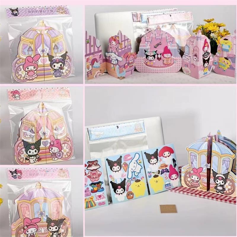 

Mainan Kuromi Cinnamoroll Melody Quiet Book Diy Sanrio Stiker Dress Up
