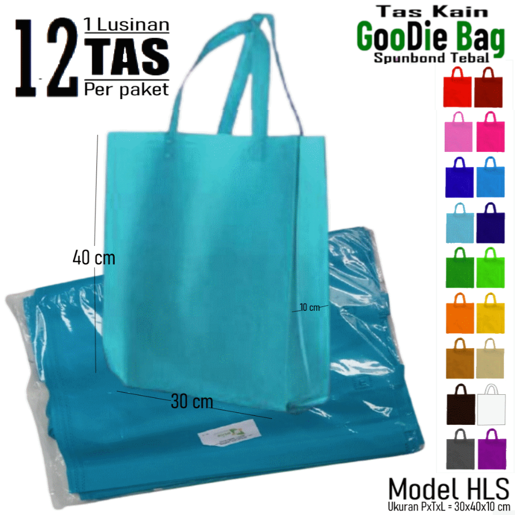 

1 Lusin isi 12 Tas Kain Spunbond / Goodie Bag Tali Ukuran L = 30x40 cm ntuk Kantong Belanja Lipat Serbaguna, Bingkisan Souvenir Sembako, Idangan Nasi Kotak Hajatan / Pernikahan, Box Goody bag Berkat Besek Syukuran / Tasyakuran Lusinan Murah 30x40x10