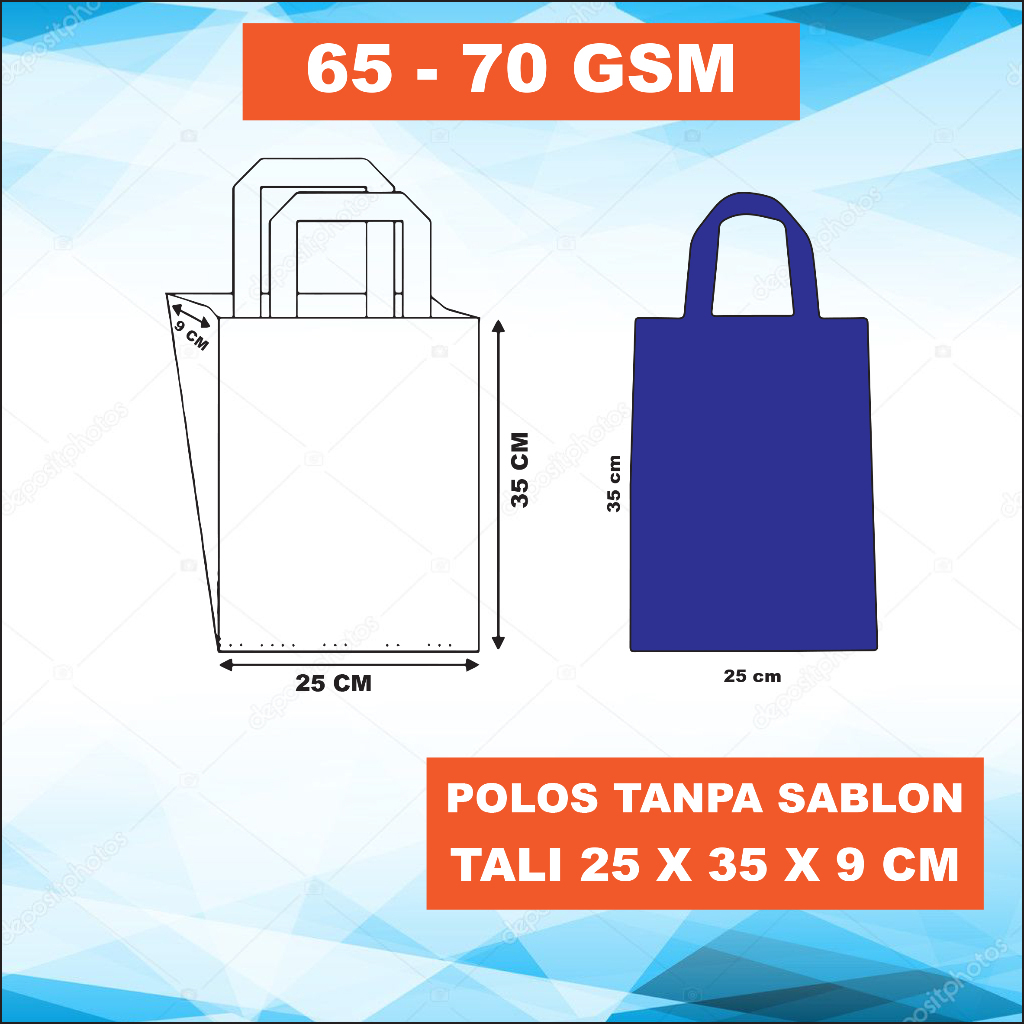 

TAS GOODIEBAG / SPUNBOND / TALI UKURAN 25X35X9 CM POLOS UNTUK SOUVENIR / PERNIKAHAN, ULANGTAHUN