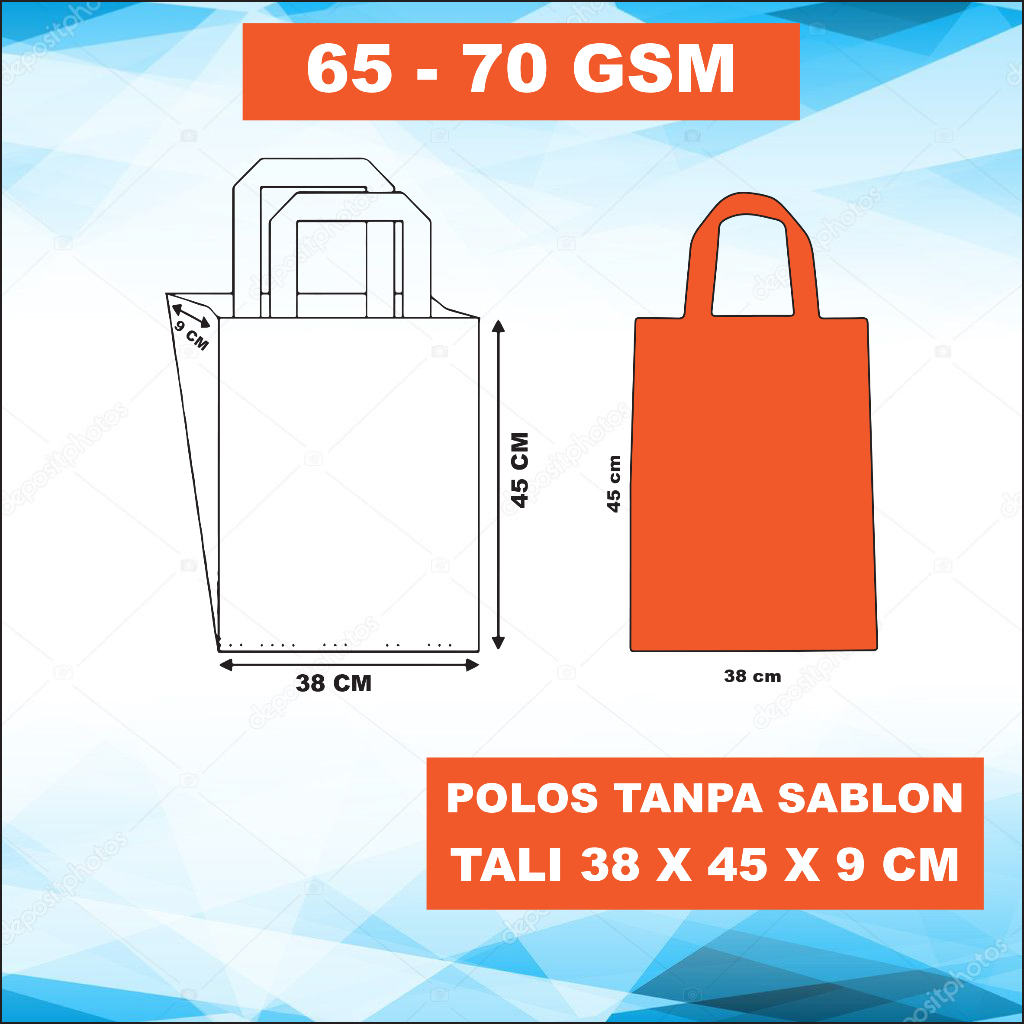 

TAS GOODIEBAG / SPUNBOND / TALI UKURAN 38x45X9 CM POLOS UNTUK SOUVENIR / PERNIKAHAN, ULANGTAHUN