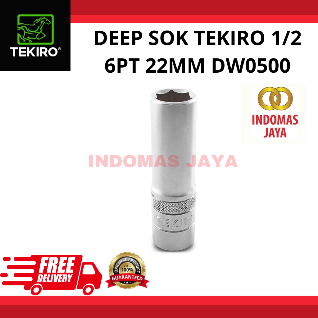 Mata Kunci Sock Panjang TEKIRO 22mm 1/2" 6PT . Deep Wall Socket 22mm . Mata Sok Panjang 22mm DW0500