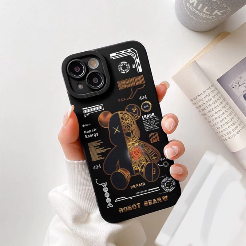Case Softcase Robot Bear Oppo A83 A1 2018 A12e A3s A15 A15s A35 2021 A1k a53 a33 a53s a32 a11s a55 a