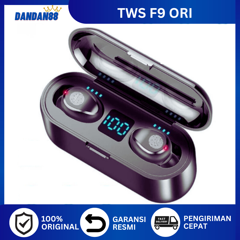 Headset Earphone Tws F9 bluetooth Wireless Robot powerbank Tanpa Kabel Super Bass Original 100