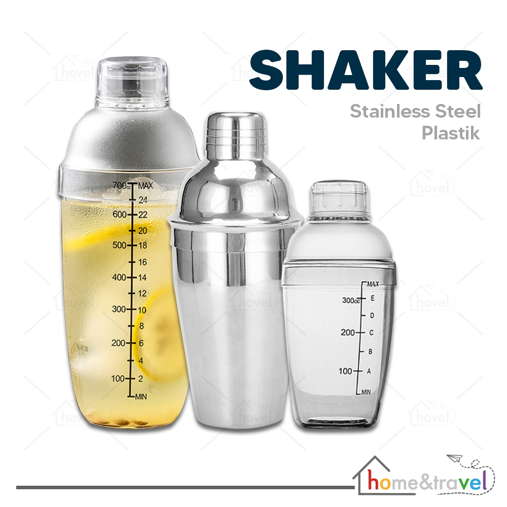 HOVELSHOP Botol Shaker Pengocok Minuman Cocktail Milk Shake Peralatan Barista Stainless