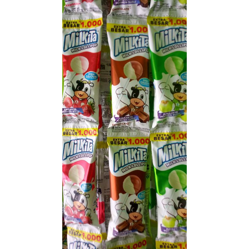

Milkita milk lollipop 1 renceng isi 10 pcs @9g