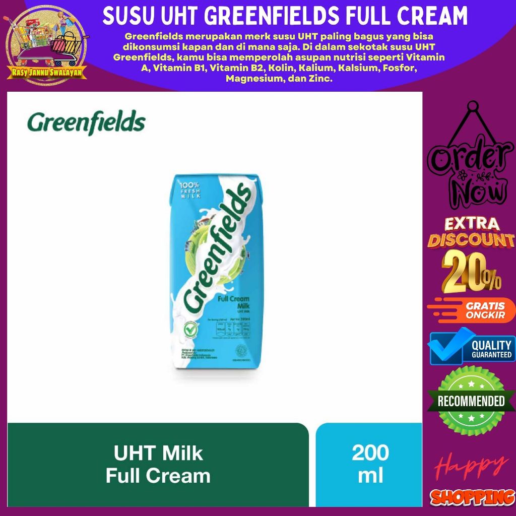 

Susu Greenfields UHT Full Cream 200ml - Susu Greenfield 200 ml