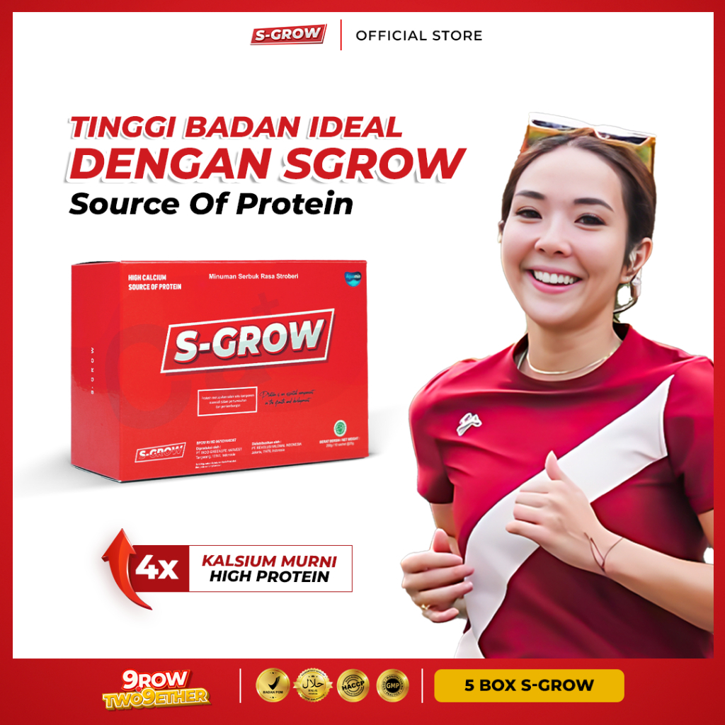 SGROW Suplemen Peninggi Badan Asli Super Kalsium Original Susu Tambah Tinggi