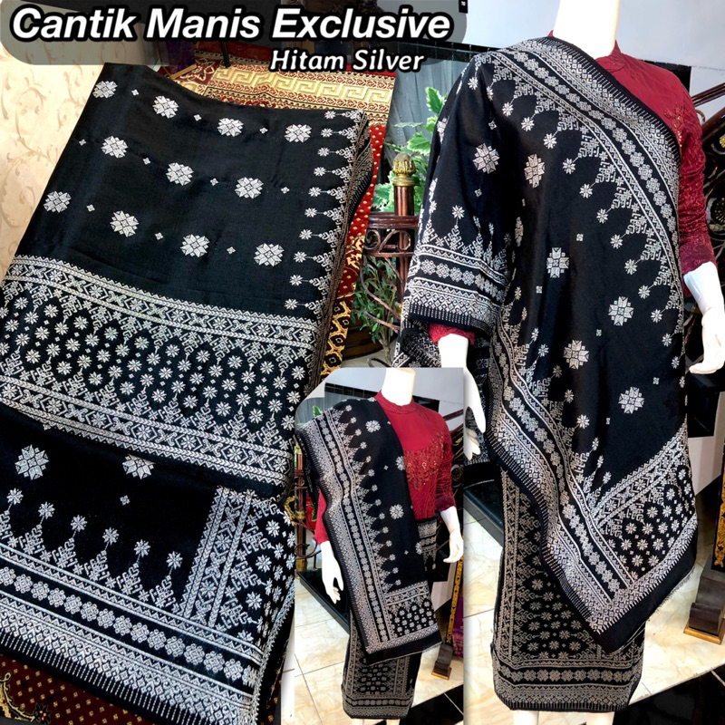 Songket Cantik Manis Exclusive Hitam Silver /songket tenun asli palembang /ilham songket palembang /