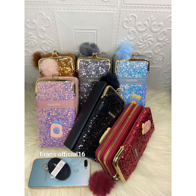 Tas Hp Behel Resleting 2 Full Manik Gliter Dompet Hp Terbaru Kualitas Import Premium