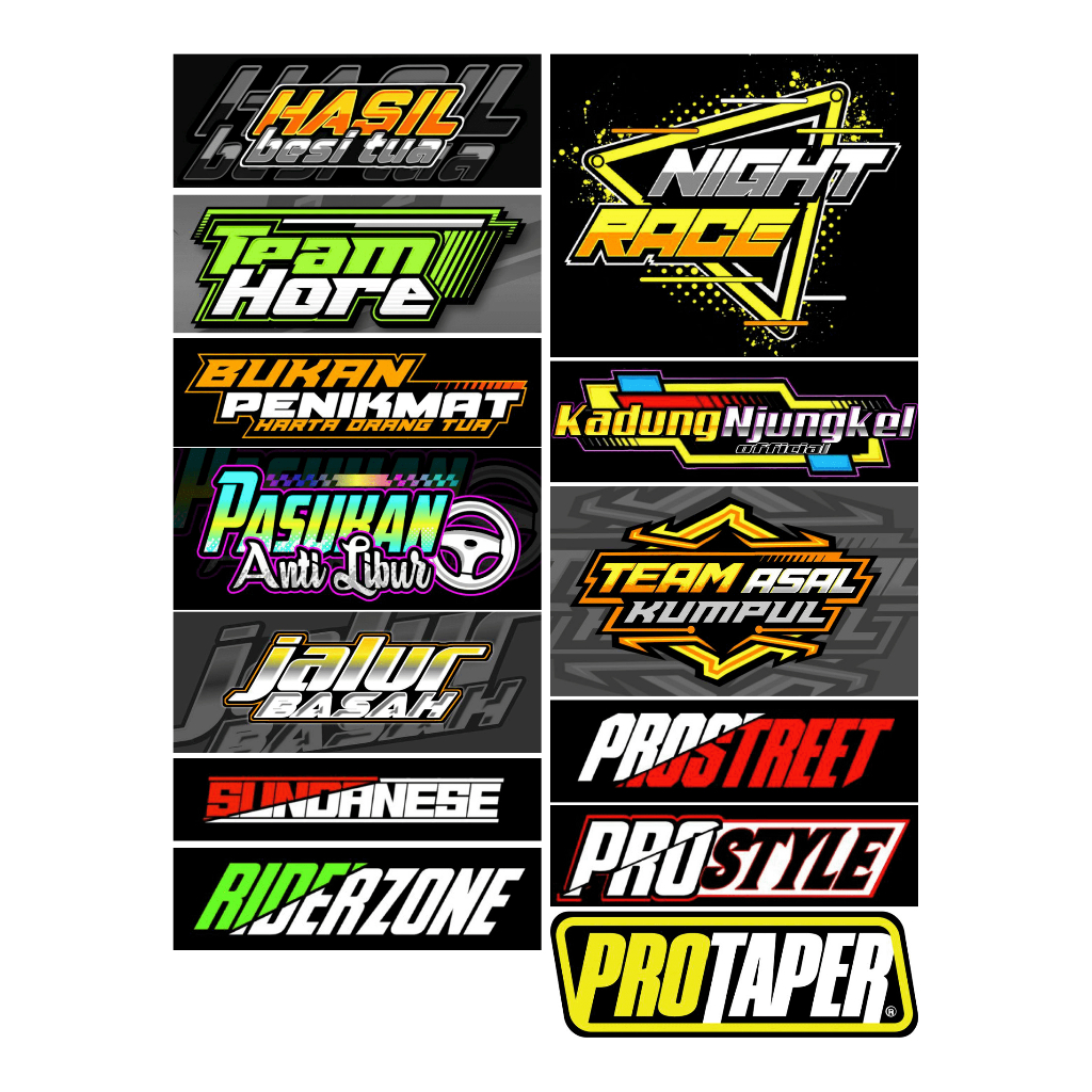 

STIKER ALA RACING 1 LEMBAR A4 ISI 13 DESAIN STIKER ANTI AIR