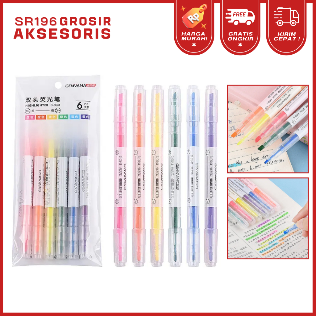 

Stabilo 2 Sisi Warna Warni isi 6Pcs Highlighter Colorful Warna warni