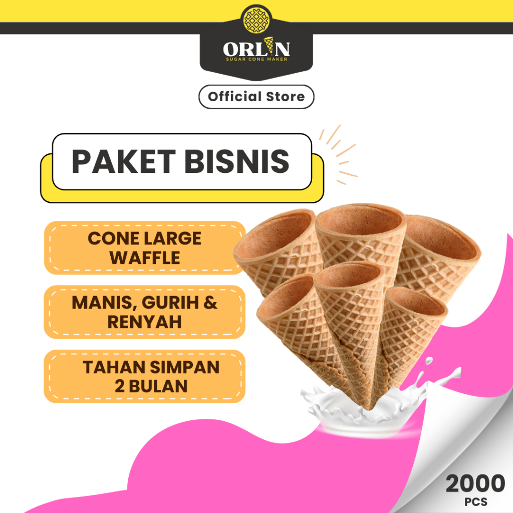 

ORLIN Paket Bisnis Large Waffle Cone Ice Cream 2000pcs