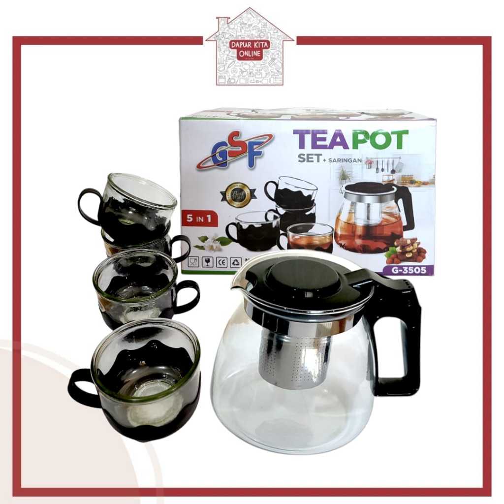 TEA POT SET 5 IN 1 / TEA POT SET GSF 3505 / TEA POT SET + SARINGAN MURAH / TEKO KOPI DAN TEH