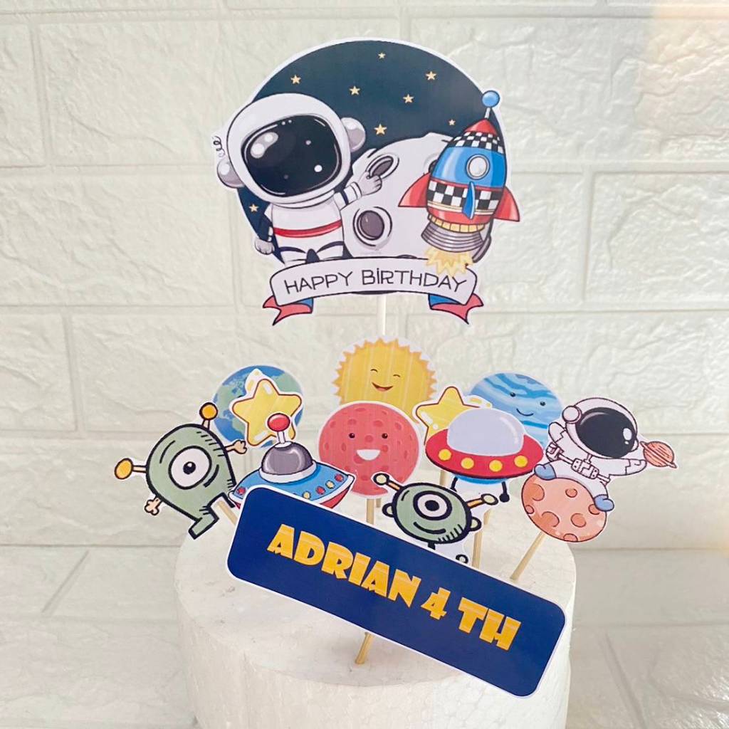 Topper Ulang Tahun Astronot / Topper Cake Luar Angkasa