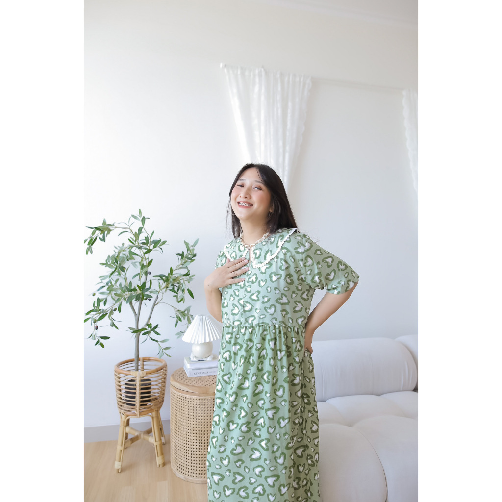 Daster ANDIN LD 115CM STANDAR & LD 130CM JUMBO  / Daster KOREA / Daster kerah renda / Dress korea ra