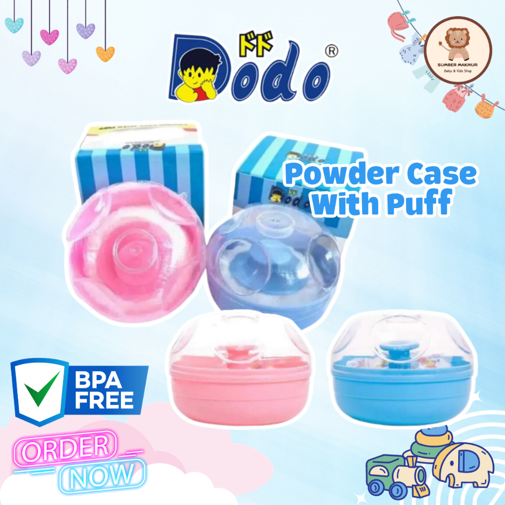 Dodo Powder Case With Puff / Wadah Tempat Bedak Bayi Plus Puff BPA Free