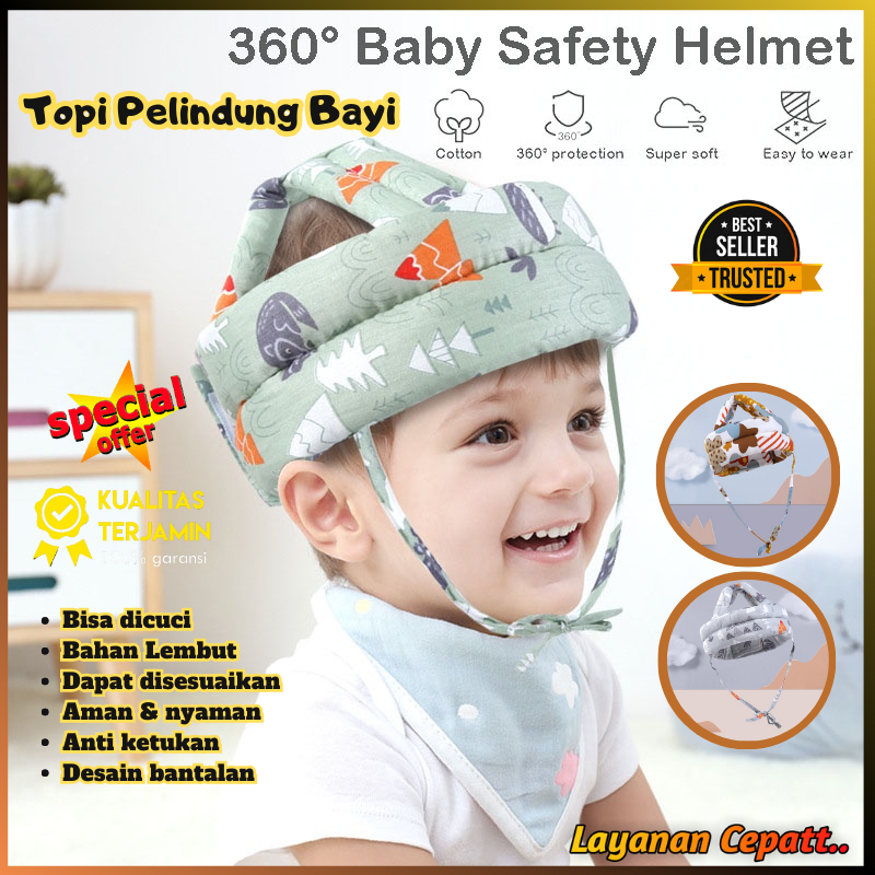 Topi Pelindung Kepala Bayib Lucu Baby Head Protection Adjustable Soft Safety Baby Helmet Walk Safety Headguard Baby Head Security Protection / Topi Bayi Laki-laki / Topi Bayi Perempuan