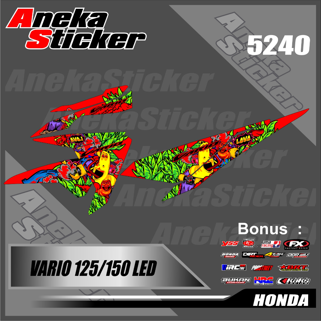 5240a Striping Sticker Vario 125-150 Stiker Desain Kartun Lava Terbaru Racing semifull