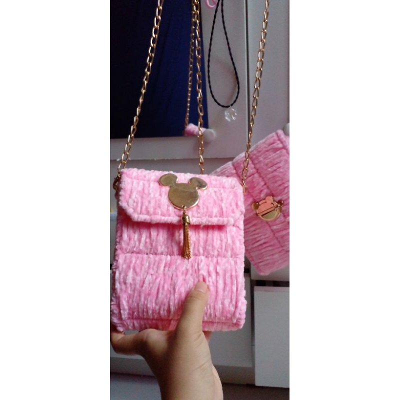 Plastic Canvas DIY Kit phone bag big/ Tas Tangan Pita Organza Jaring Rajut Sulam | UK 12,2 x 15 cm