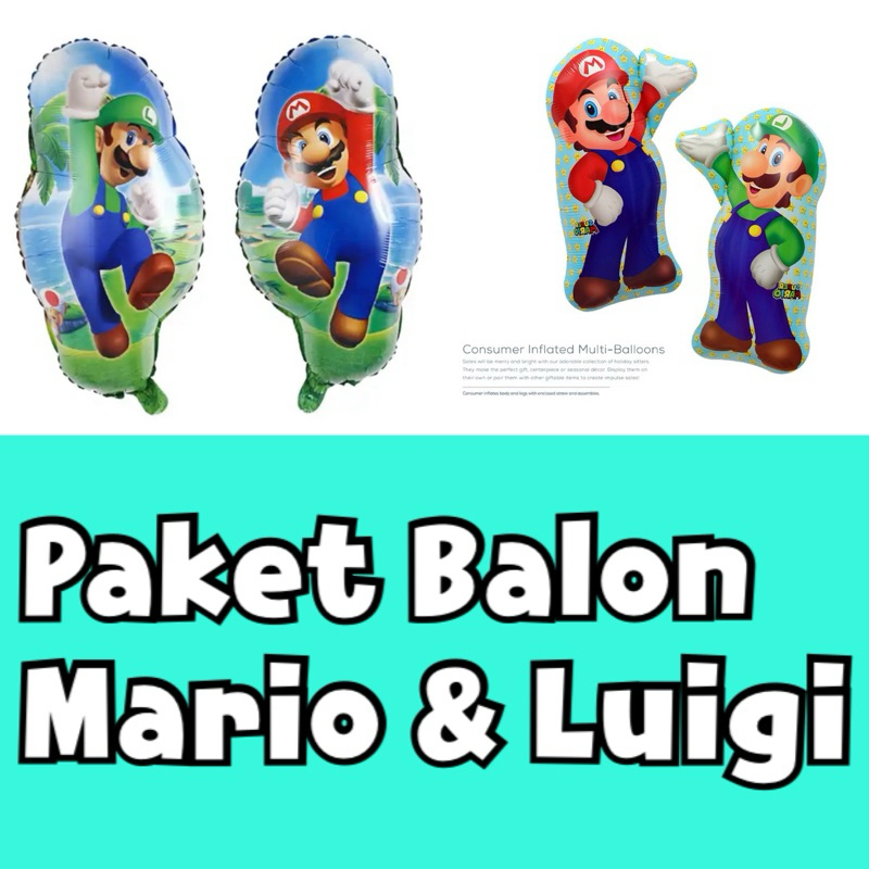 Paket Balon Mario Bros Luigi Set