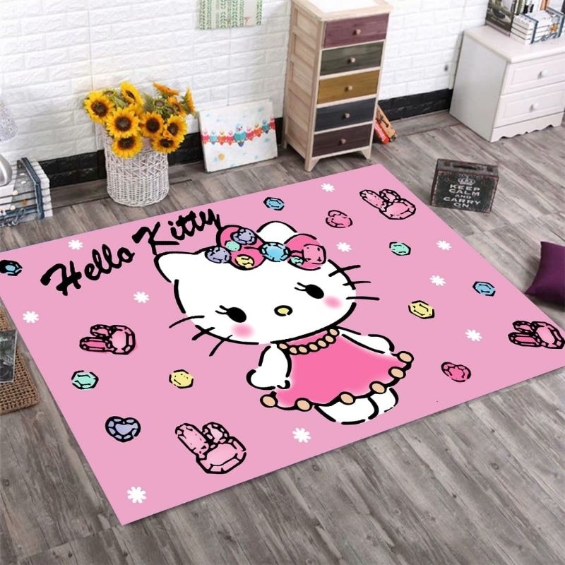 Karpet 3D karakter | Tikar ruang tamu keluarga