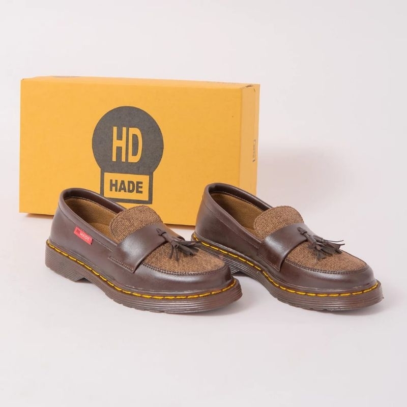 HADE Footwear Rupert Loafers Pria-Wanita Tassel Docmart Slip-On Brown Combination SIZE 37-44