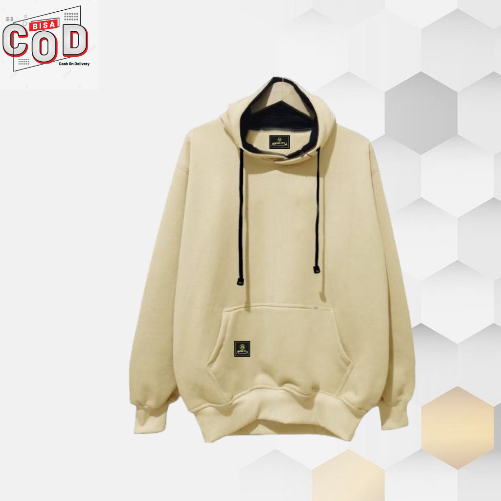 Sweater Hoddie Polos Cowok Warna Cream Suiter Pria Oversize  Ukuran M L XL XXL Unisex Sweter Hoodie
