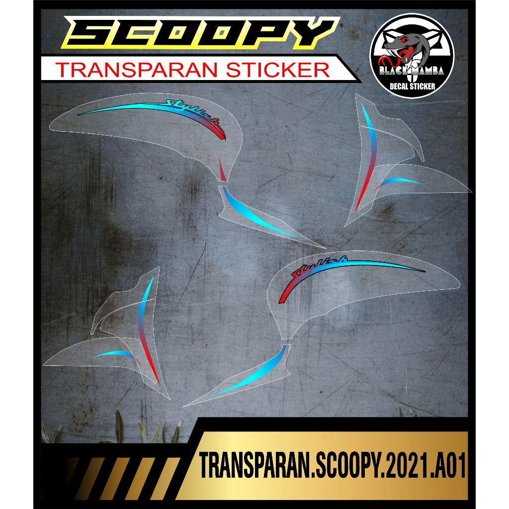 Sticker TRANSPARAN Scoopy 2021, sticker TRANSPARAN A01