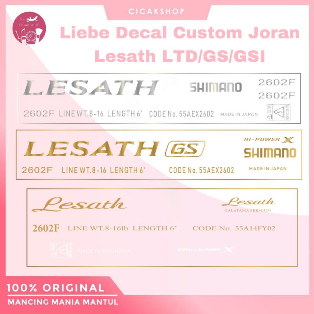 cicakshop88 Liebe sticker decal joran shimano lesath gs/ltd/gsi (BELI 1 GRATIS 1)