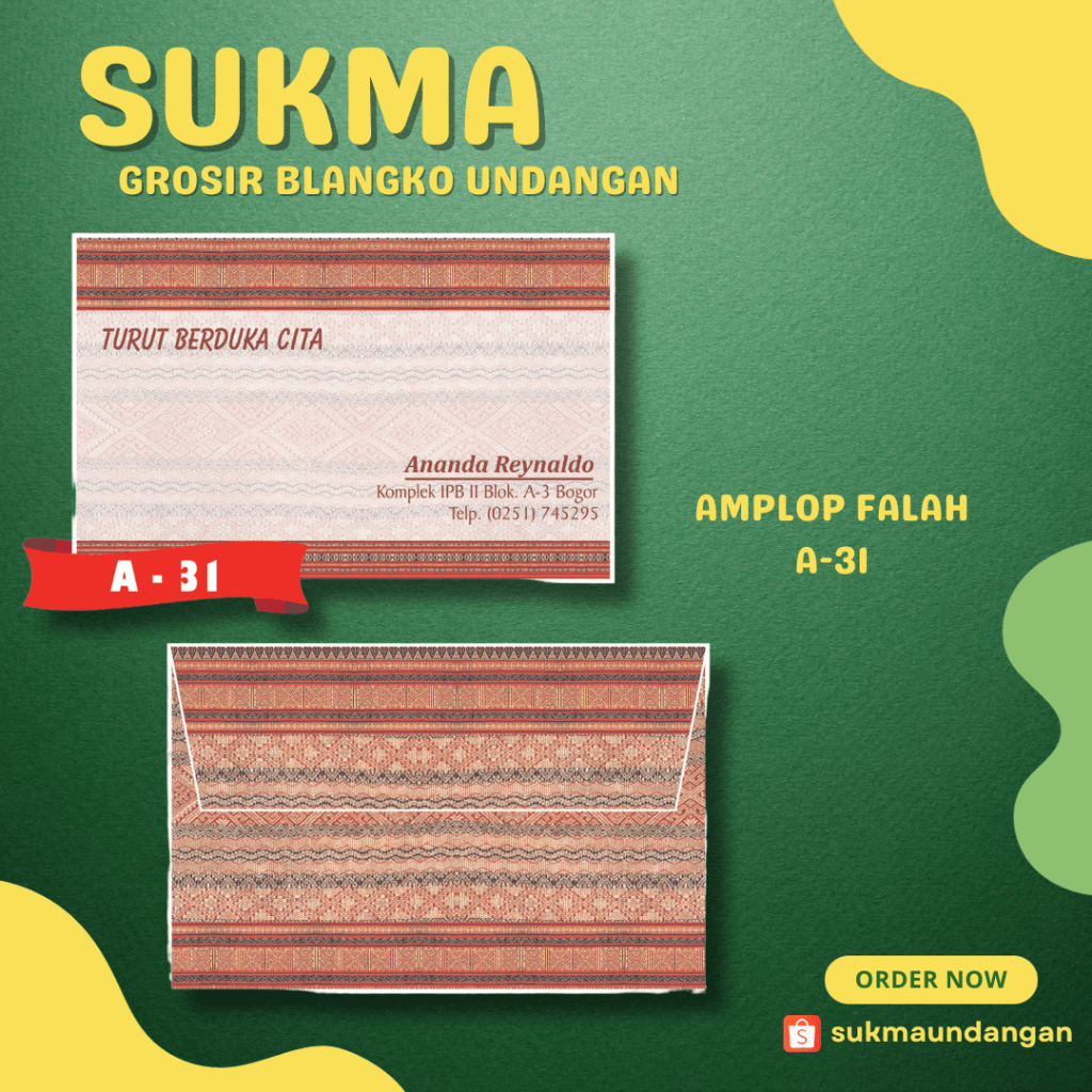 

AMPLOP KONDANGAN NIKAH MURAH FALAH A 31 50 PCS UKURAN KECIL | SUKMA UNDANGAN