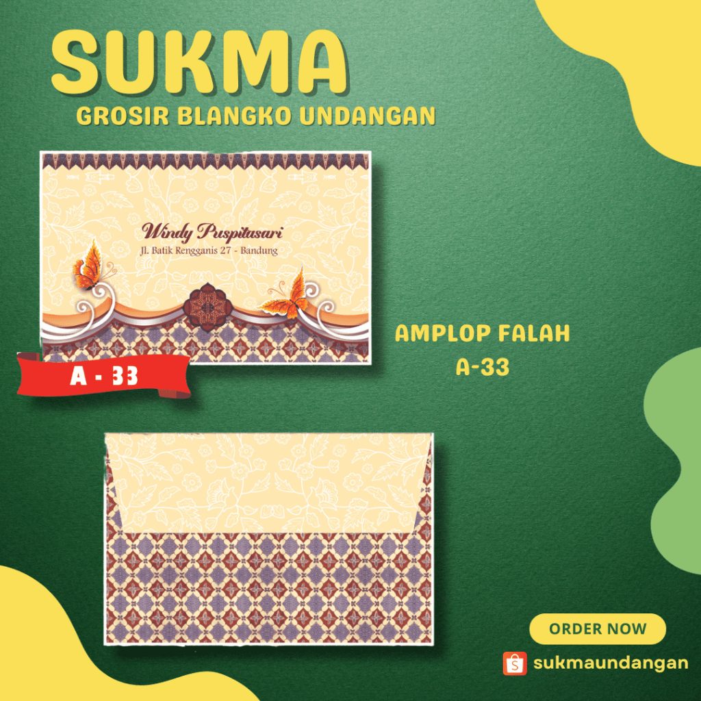 

AMPLOP KONDANGAN NIKAH MURAH FALAH A 33 50 PCS UKURAN KECIL | SUKMA UNDANGAN