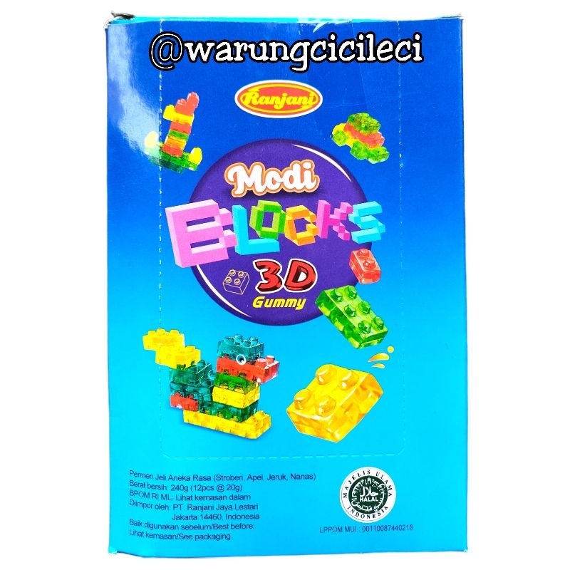 

PERMEN MODI BLOCKS 3D GUMMY - RANJANI 20g x 12pcs ( 1 BOX )