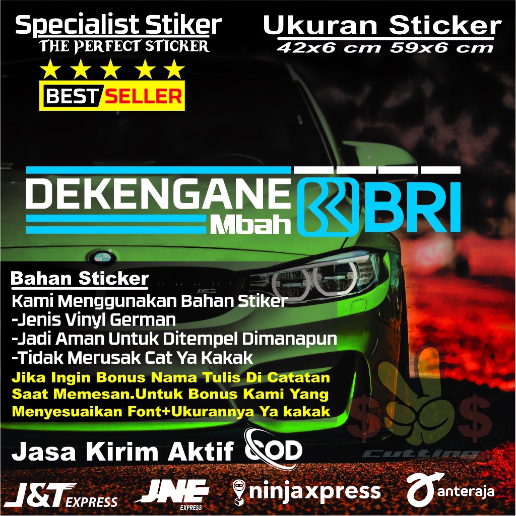 Stiker Kaca Mobil Truk Dekengan Mbah BRI Simple