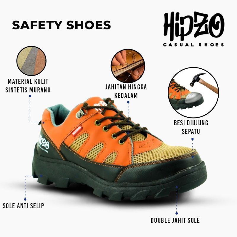 HIPZO M051 Sepatu Pria Sepatu Safety Pria Sepatu Casual Kerja