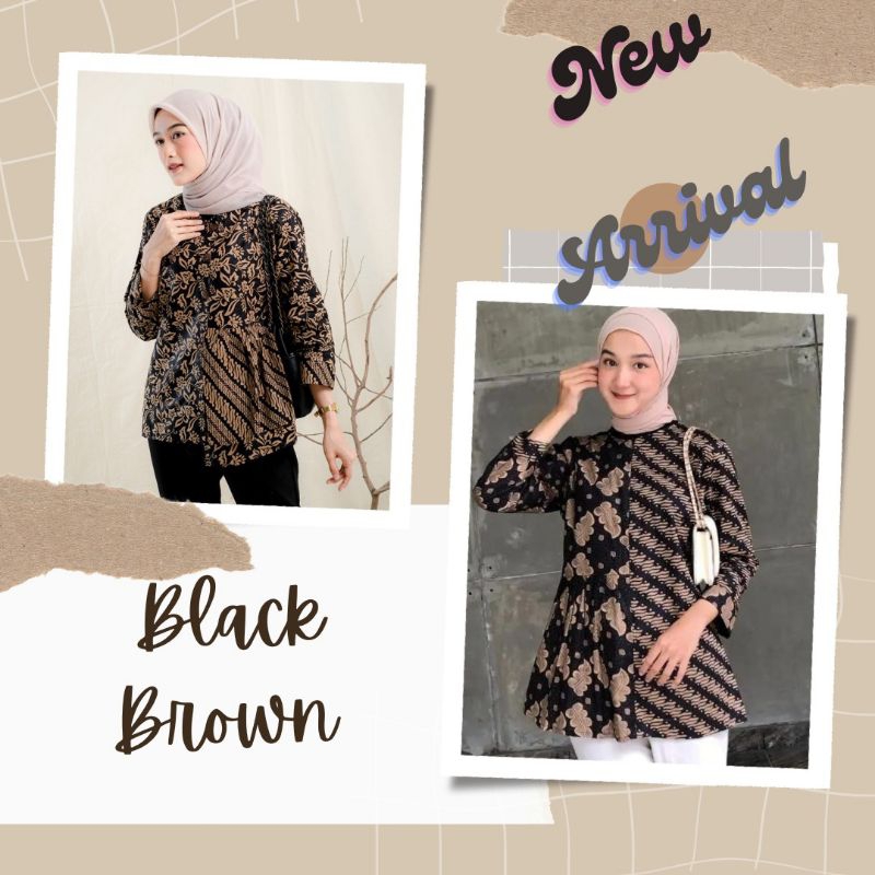 Baju Atasan Batik Wanita Motif Riyanti Lengan Panjang