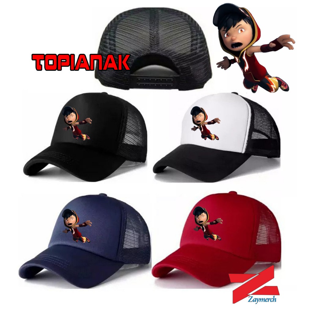 topi anak boboiboy api pose topi tracker anak topi jaring anak boboiboy