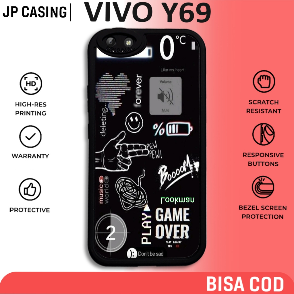 case hp vivo y69 terbaru motif aesthetic black 05 hitam art streetwear lucu keren cute cewek cowok b