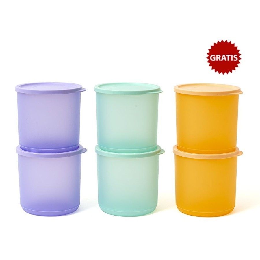 TUPPERWARE TROPICAL ROUND SET 1L (4) TOPLES