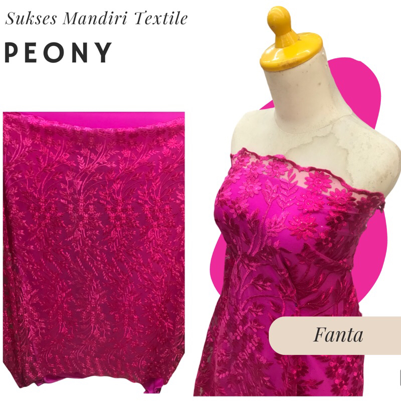 [PEONY] Tile brokat daun menjalar Warna Fanta, Harga per 1/2 meter = 50 cm BAHAN KAIN BRUKAT TILE PR