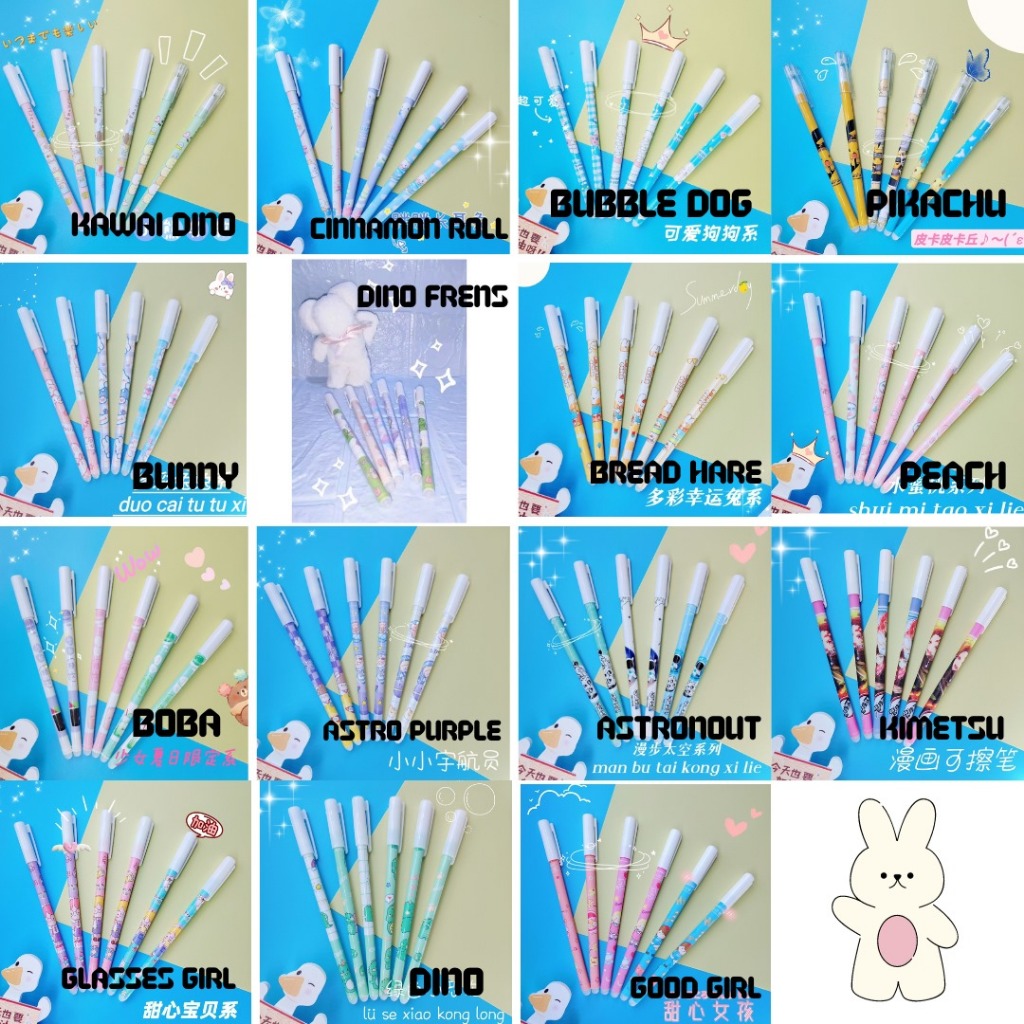 

batamall - 1Pack 6Pcs Pena Gel Cair Bisa Dihapus Motif Lucu #ST012 / Pulpen Viral Bisa Dihapus Gel Cair / Ballpoint
