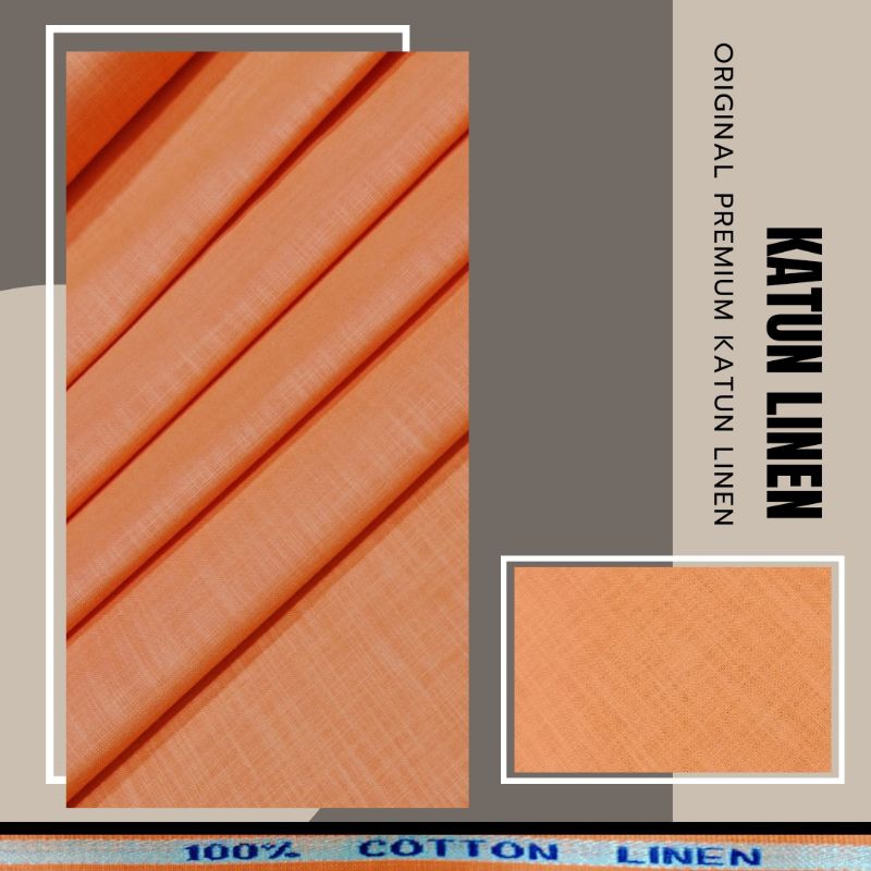 KATUN LINEN POLOS | KAIN BAJU  | KAIN POLOS | POLOS ORANGE | BLOUSE KEMEJA HEM POLOS
