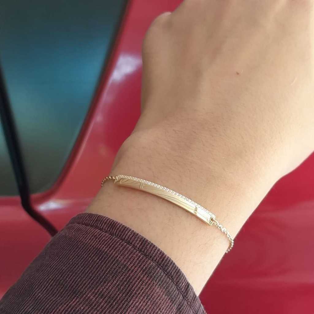 Gelang tangan wanita emas asli model plat serut permata bisa diatur size dibesar kecilkan sesuai uku