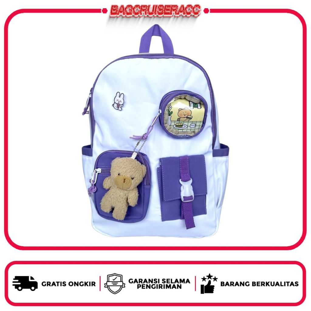 𝗕𝗔𝗚𝗖𝗥𝗨𝗜𝗦𝗘𝗥𝗔𝗖𝗖 Tas Ransel 2in1 Korea - Gaya Modern dengan Fungsi Selempang yang Praktis (Model 3912/2
