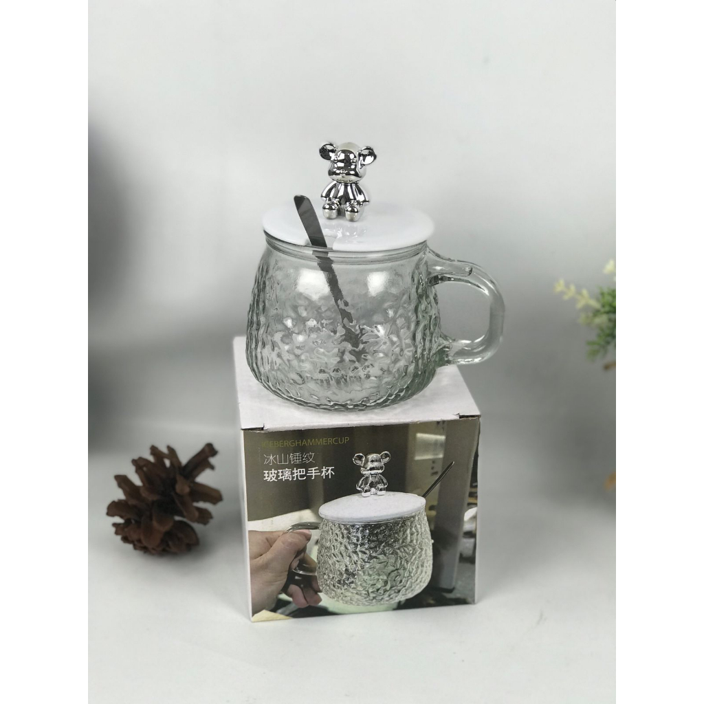 Gelas Kaca Susu Gelas Kopi / Gelas Teh / Mug Tutup Beruang