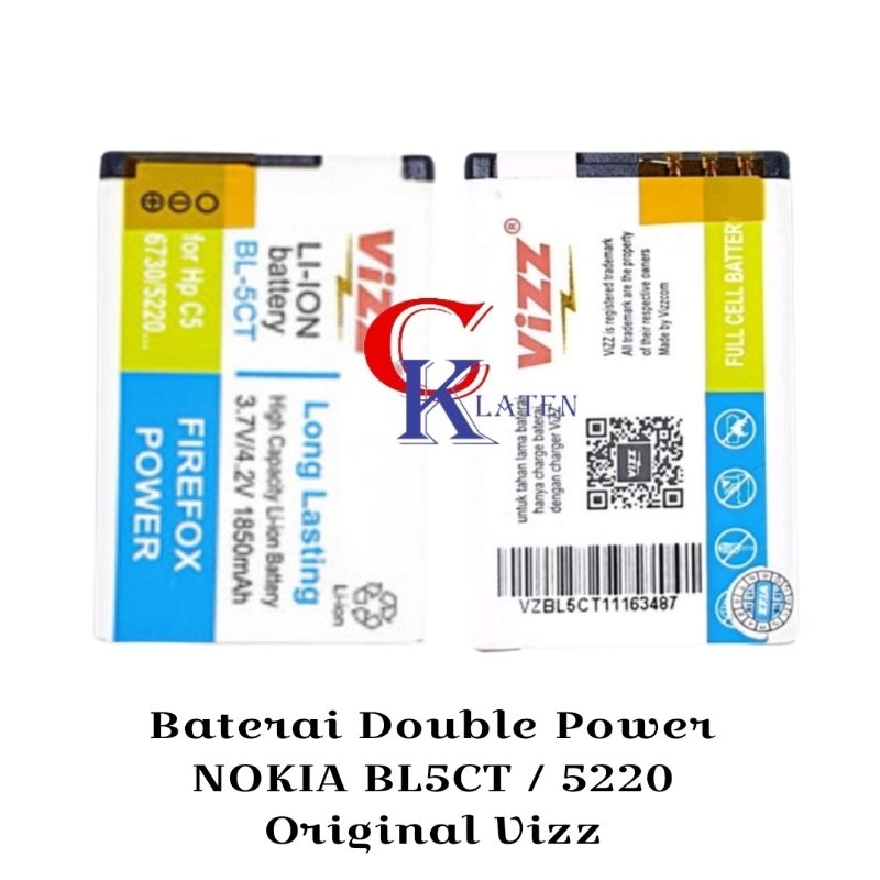 Baterai Double Power NOKIA BL5CT / 5220 Original Vizz