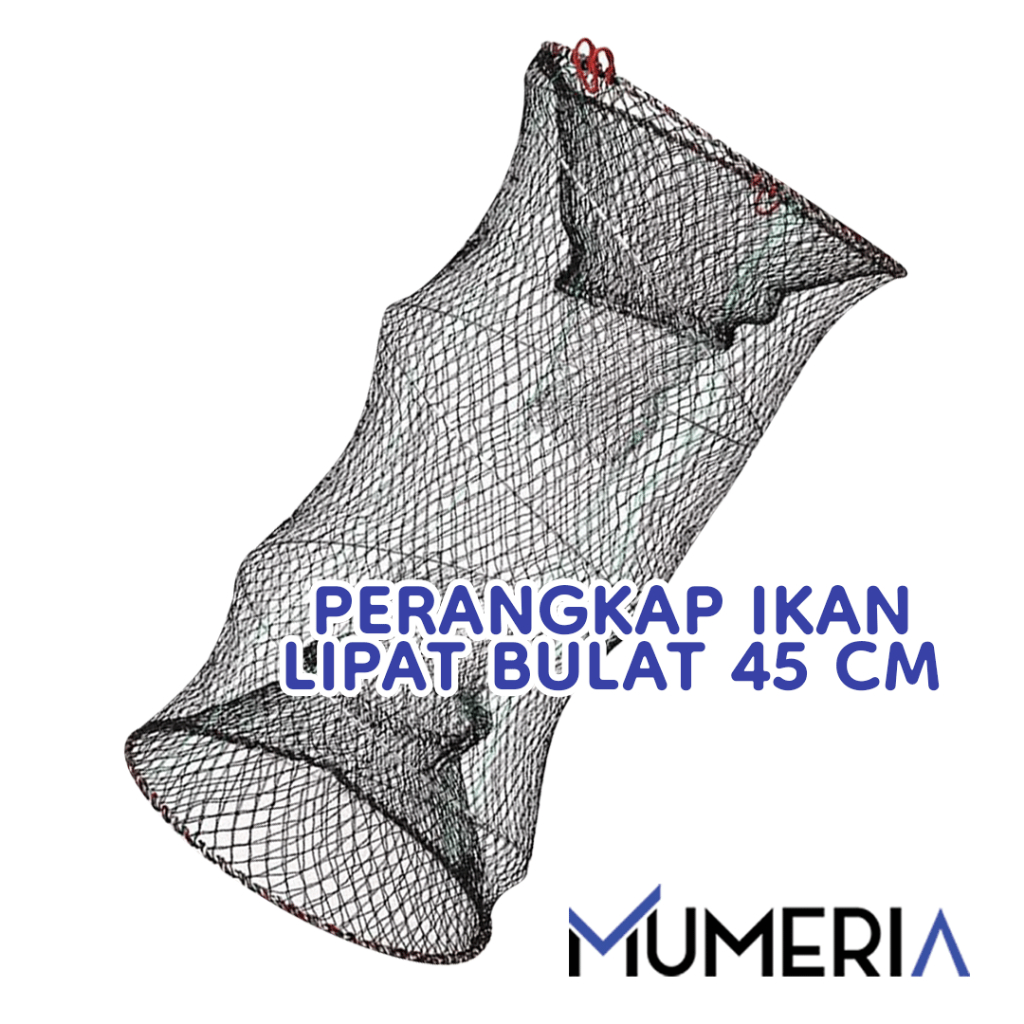 Premium Bubu Perangkap Ikan Bulat 45 cm Jebakan Jaring Jala Prangkap Lipat Udang Kepiting Sungai