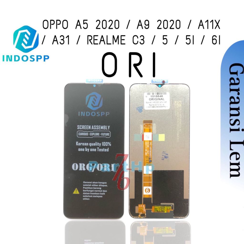 ORIGINAL INDOSPP - LCD Touchscreen Fullset Oppo A5 2020 / CPH1931/ A9 2020 / A11X / CPH1937 / A31 2020 / CPH2015 / Realme 5 / RMX1911 / 5i / RMX2030 / 5S / RMX1925 / 6i / RMX2040 - GARANSI LEM