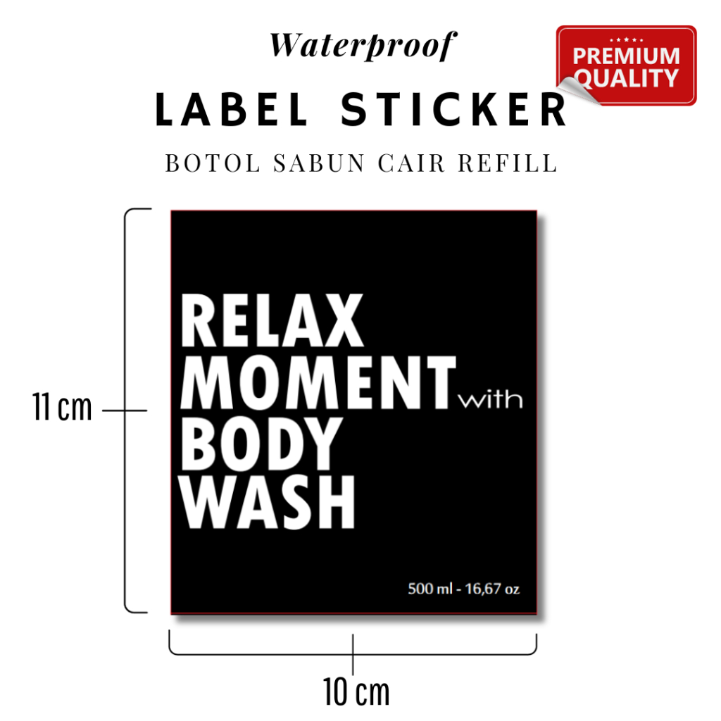 

Stiker Botol Sabun Cair Waterproof Warna Hitam Tulisan Relax Moment